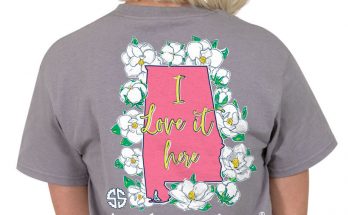 Simply Southern Preppy Collection Alabama I Love it Here T-shirt for Women in Steel PREPPYAL-STEEL