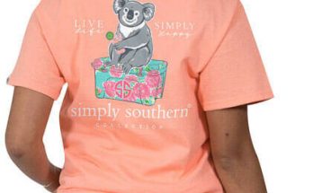 Simply Southern Collection Preppy Koala T-Shirt For Women In A Peachy Tee PREPPYKOALA-PEACHY