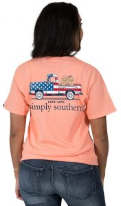 Simply Southern Preppy Tees Flag Truck And Dogs T-Shirt