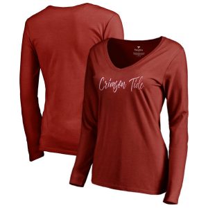 Alabama Crimson Tide Tees Womens Long Sleeve V-Neck T-Shirt