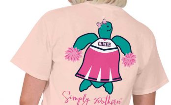 Simply Southern Preppy Tees Collection Cheer Turtle T-shirts For Women In Rose