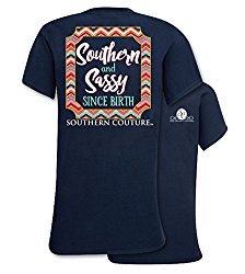 Southern Couture SC Classic Southern & Sassy Since Birth Womens Classic Fit T-Shirt  Navy