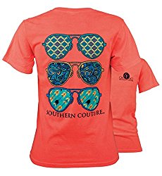 Southern Couture SC Comfort Wild Aviators Womens Classic Fit T-Shirt  Neon Red Orange