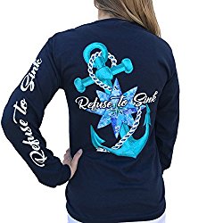 Southern Attitude Refuse To Sink Anchor Navy Blue Long Sleeve T-Shirt