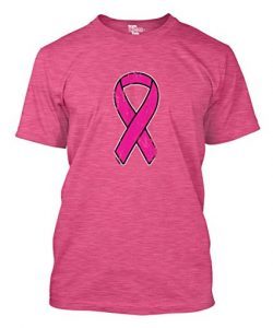 Distressed Pink Ribbon  Breast Cancer Awareness Mens  Or Womens T-Shirt