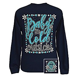 Girlie Girls Baby Its Cold Outside Long Sleeve T-Shirt Navy