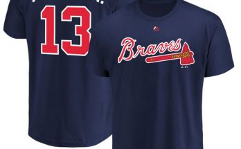 #13 Ronald Acuña Jr. Atlanta Braves Majestic Official Name & Number Navy T-Shirt