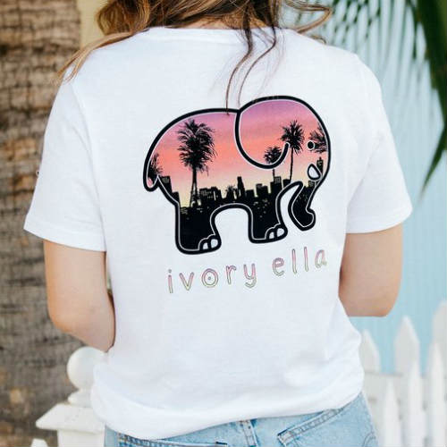 Ivory Ella Fit White Sunset In The City Tee