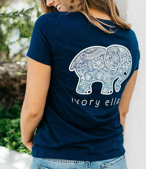 Ivory Ella Perfect Fit True Navy Zen Doodle Tee