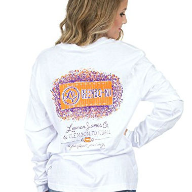 Lauren James Clemson Perfect Pairing Long Sleeve Tee in White by Final Sale