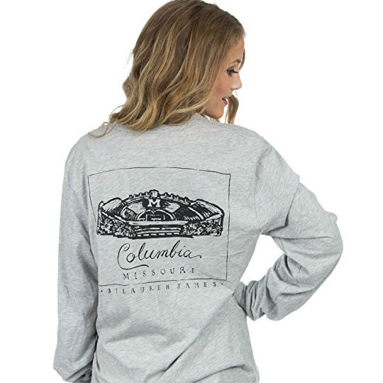 Lauren James Mizzou Long Sleeve Stadium Tee in Heather Grey by Final Sale