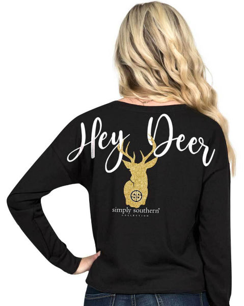 Simply Southern Hey Deer Long Sleeve Cropped T-Shirt
