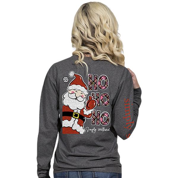 Simply Southern Christmas Shirts Santa Ho Ho Ho Long Sleeve Womens