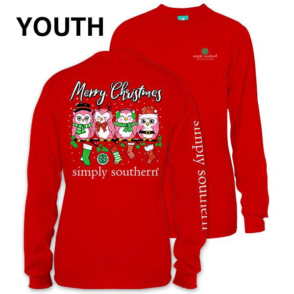 Youth Simply Southern Christmas Shirts Santa Owls Long Sleeve