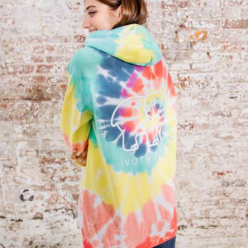 Ivory Ella Hoodies - Oversized Rainbow Tie-Dye Hoodie