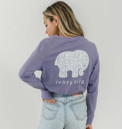 Ivory Ella Long Sleeve T-Shirt Fit Dusk Paisley