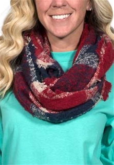 Simply Southern Infinity Plaid Scarf Color Red And Navy