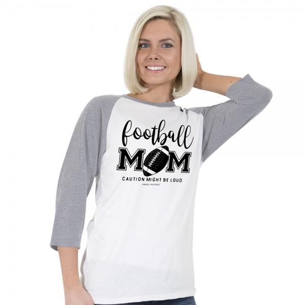 Simply Southern Faithful Baseball Raglan Shirt Football Mom Women Color White Grey