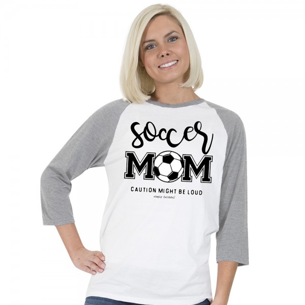 Simply Southern Faithful Baseball Raglan Shirt Soccer Mom Women Color White Grey