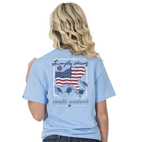 Simply Southern T-Shirt Strong USA States Flag With Turtles
