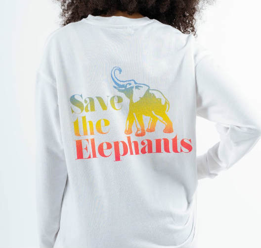 Ivory Ella White Save The Elephants Crew Sweatshirt