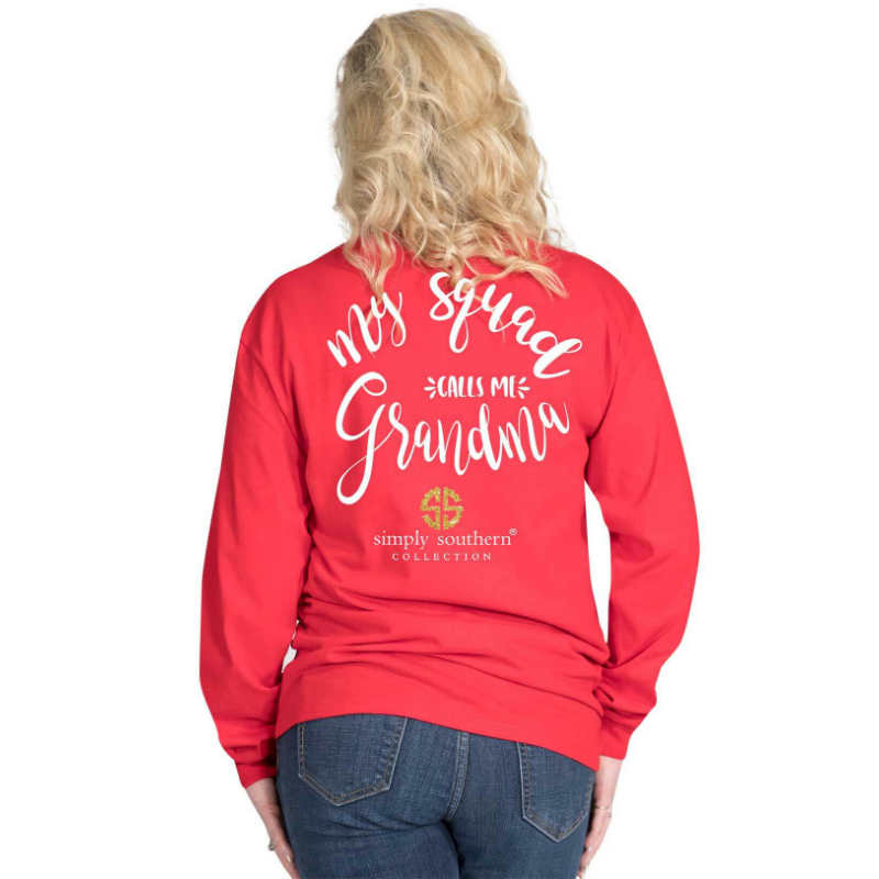Simply Southern Long Sleeve T-Shirt - My Squad Calls Me Grandma - Tee Color Red