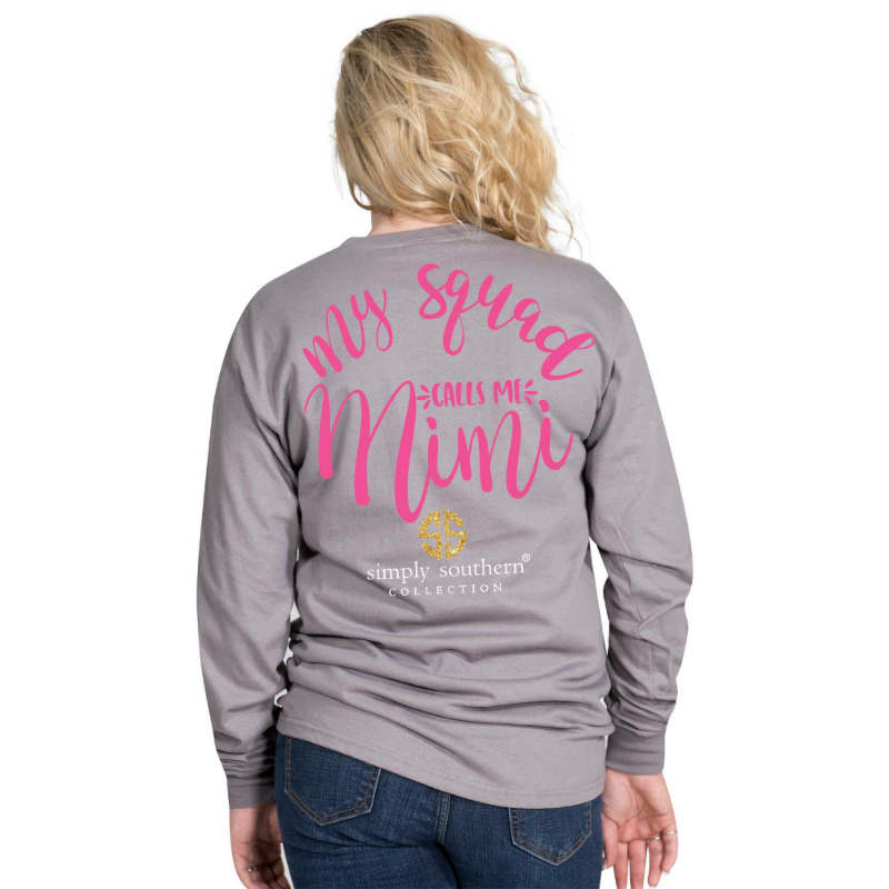 Simply Southern Long Sleeve T-Shirt - My Squad Calls Me Mimi - Tee Color Steel