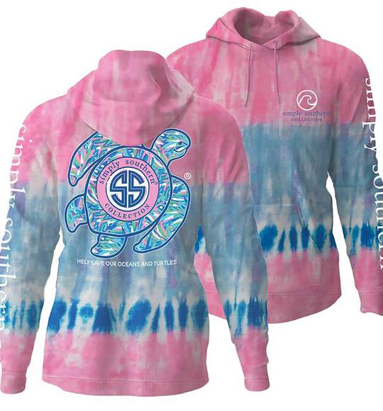 Simply Southern Women Hoodie - Save The Turtles And Oceans - Candy Colors