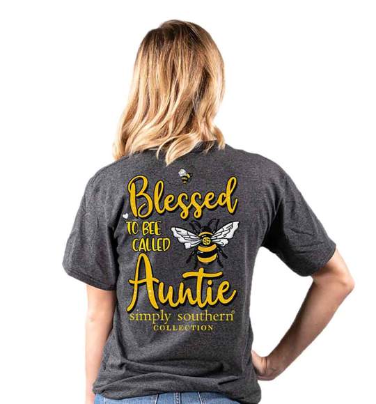 Simply Southern Women T-Shirt - Blessed To Be Called Auntie - Dark Heather Grey