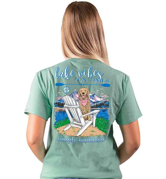 Simply Southern Women T-Shirt - Dog Mountains - Lake Vibes Fun Times