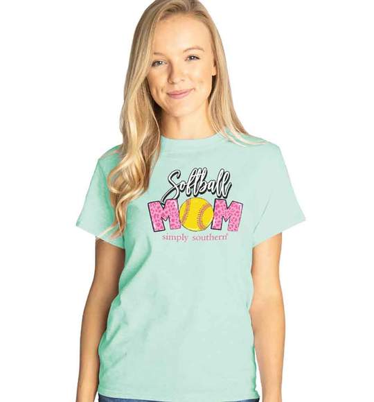 Simply Southern Women T-Shirt - Softball Mom - Always Be Your Biggest Fan