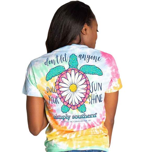 Simply Southern Women T-Shirt - Turtle Flower - Don't Let Anyone Dull Your Sunshine - Tie Dye