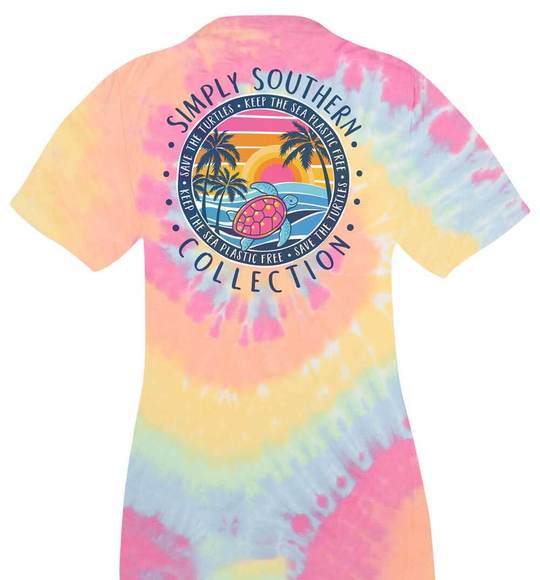 Simply Southern Youth T-Shirt - Waves Tie Dye - Beach Save The Turtles