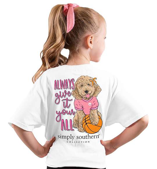 Simply Southern Youth T-Shirt - Basketball - Dog - Always Give It Your All
