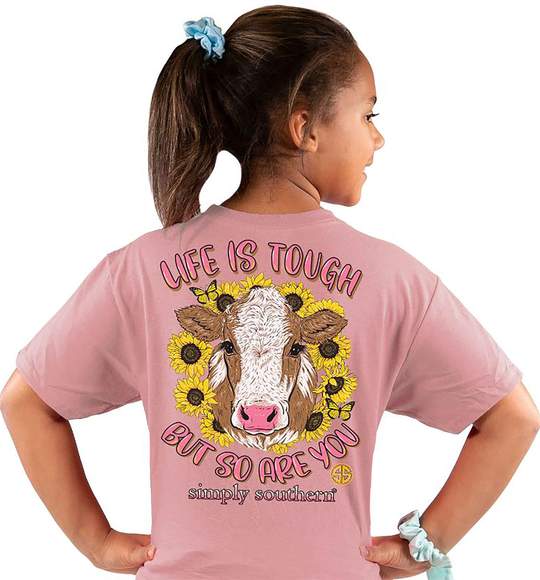 Simply Southern Youth T-Shirt - Cow - Life Is Tough But So Are You