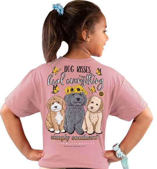 Simply Southern Youth T-Shirt - Dog Kisses Heal Everything - Butterflies