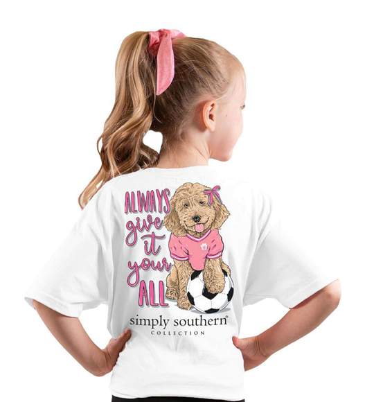 Simply Southern Youth T-Shirt - Soccer - Dog - Always Give It Your All