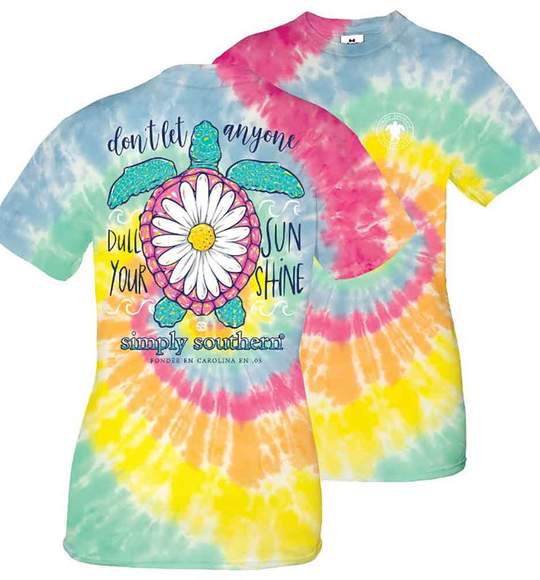 Simply Southern Youth T-Shirt - Turtle Flower - Don't Let Anyone Dull Your Sunshine - Tie Dye