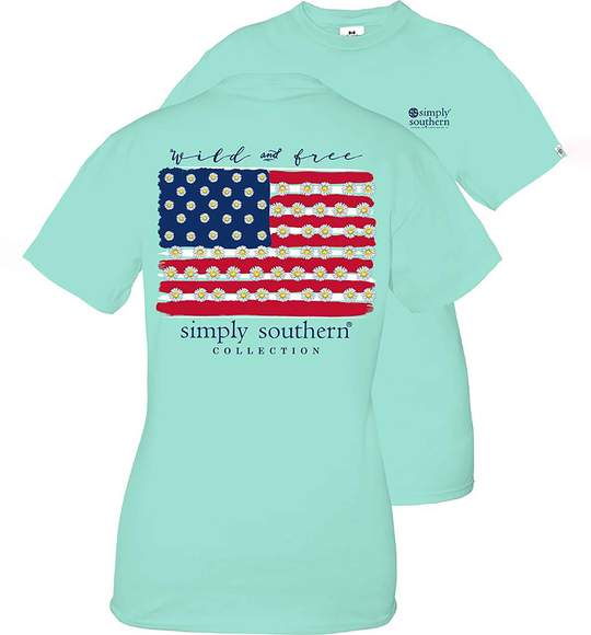 Simply Southern Youth T-Shirt - USA Flag - Wild And Free