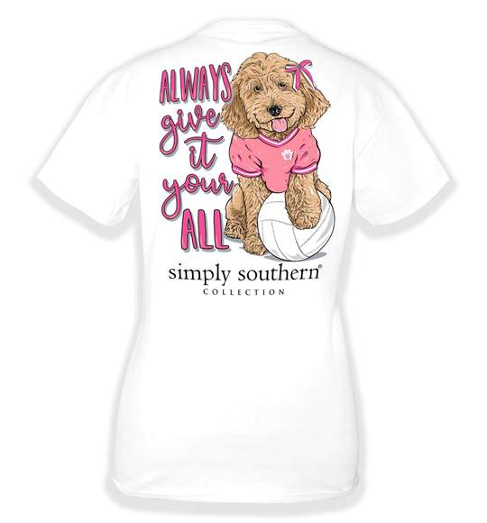 Simply Southern Youth T-Shirt - Volleyball - Dog - Always Give It Your All