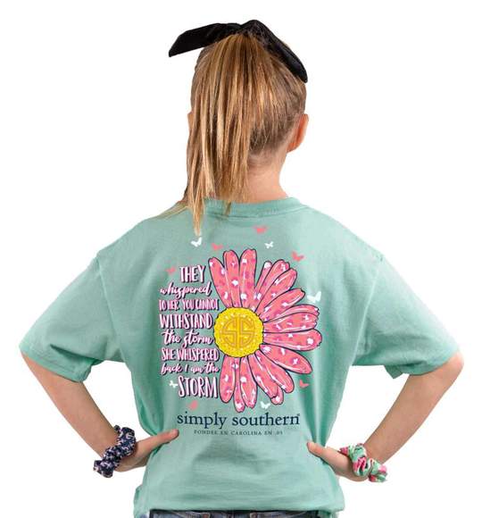 Simply Southern Youth T-Shirt - Withstand The Storm - Flower Pattern