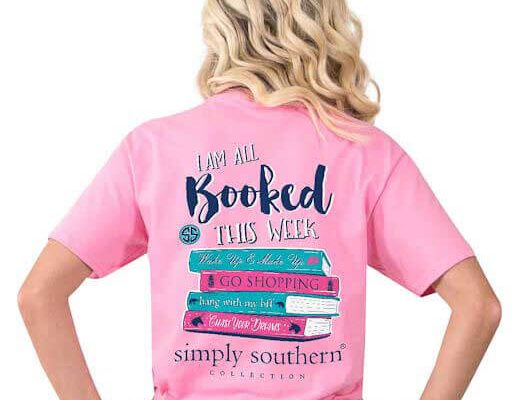 Simply Southern Preppy Tees Booked T-shirts For Women In Flamingo