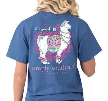 Simply Southern Be You Tiful Llama Short Sleeve T-shirt Tee For Women In Moonrise