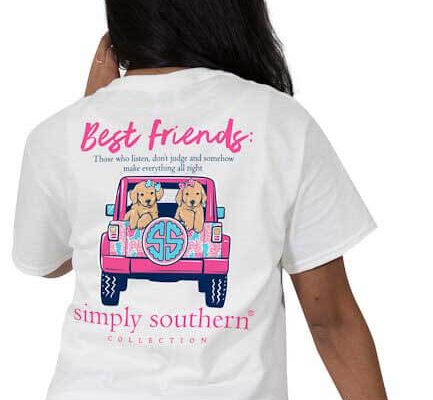 Simply Southern Best Friends T-shirt Preppy Tee for Women in White