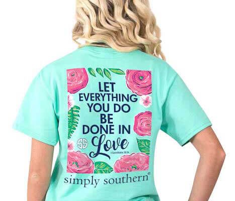 Simply Southern Preppy Tees Done In Love T-shirts For Women In Aqua