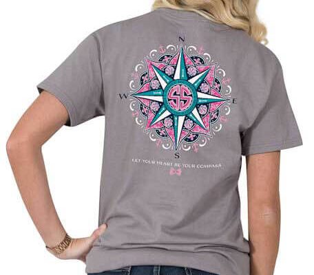 Simply Southern Preppy Tees Compass T-shirts For Women In Steel