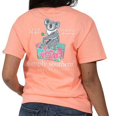 Simply Southern Koala T-Shirt Tee For Women In A Peachy Tee