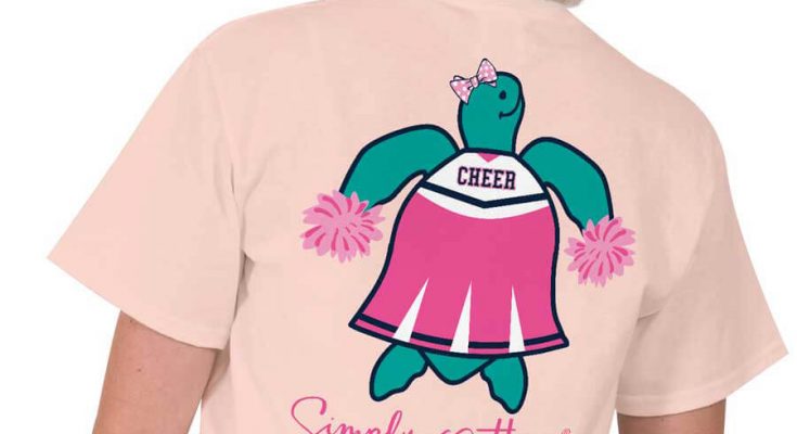 Simply Southern Preppy Tees Collection Cheer Turtle T-shirts For Women In Rose