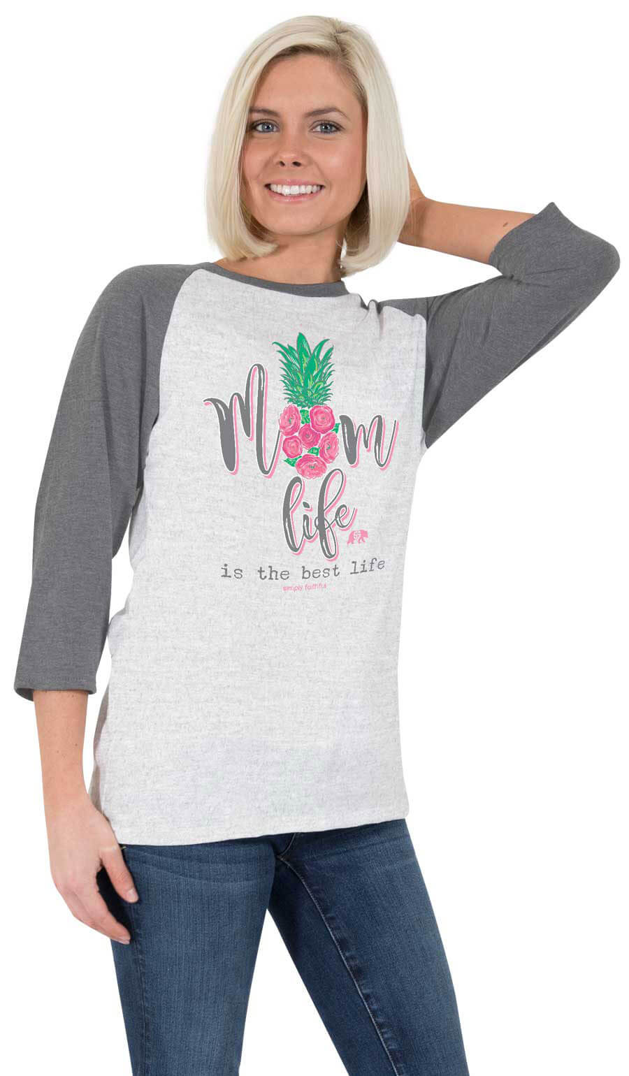 Simply Faithful Mom Life Pineapple Baseball Tee For Women By Simply Southern