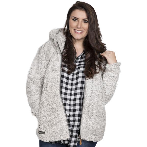 Simply Southern Full Zip Sherpa Hoodie Color Pearl Gray